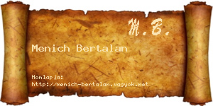 Menich Bertalan névjegykártya